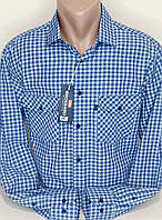 Чоловічі сорочки бавовна 100% Brossard vd-0056 класична блакитна клітина, чоловічі сорочки стильні натуральні
