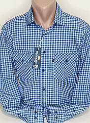 Чоловічі сорочки бавовна 100% Brossard vd-0056 класична блакитна клітина, чоловічі сорочки стильні натуральні 39
