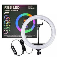 Підсвічування для фото і відео зйомки MJ33 Кільцева лампа з RGB підсвічуванням і тримачем для телефону