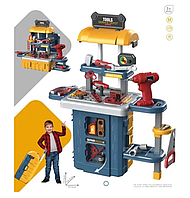 Дитячий ігровий "Комплект інструментів 8122" 3в1 у валізі 74 см стіл верстак із дрилем і лещатами