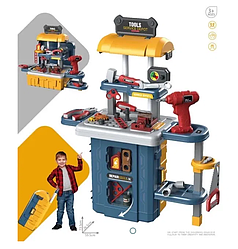 Дитячий ігровий "Комплект інструментів 8122" 3в1 у валізі 74 см стіл верстак із дрилем і лещатами