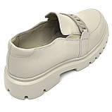 Жіночі шкіряні лофери бежевого кольору MIDA 210969(14) розмір 36, фото 7