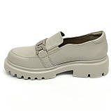 Жіночі шкіряні лофери бежевого кольору MIDA 210969(14) розмір 36, фото 2