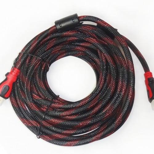 Шнур HDMI (шт.- шт.) Vers.-1,4, gold, фільтр + сітка, 10 м, чорно-червоний