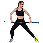 Палка гімнастичниа Бодібар Body Bar Zelart FI-2611-4 вага 4кг чорний-блакитний, фото 3