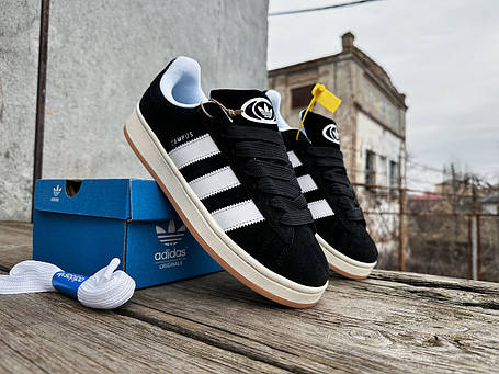 Чоловічі кросівки Adidas Campus 00s Core Black / Cloud White / Off White чорні з білим, фото 1