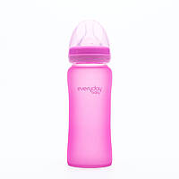 Стеклянная термочувствительная детская бутылочка Everyday Baby 300 мл. Цвет малиновый