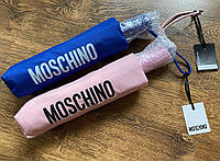 Оригинал Брендовый зонт Moschino синий розовый автомат