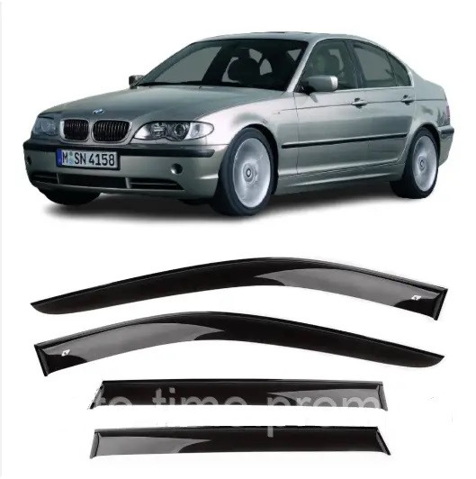 Вітровики, дефлектори бічних вікон BMW 3 (E46) седан 1998-2005 (скотч) AV-Tuning