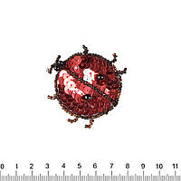 Нашивка с пайетками Божья коровка 50х50мм красно-черная (50143.002)