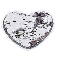 Нашивка Пайетки сердце 220х180мм серебро/сиреневый (50158.002)