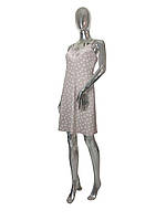 Женская ночная платье рубашка хлопковая с кружевом и цветочным принтом ночнушка Роксана бежевая S