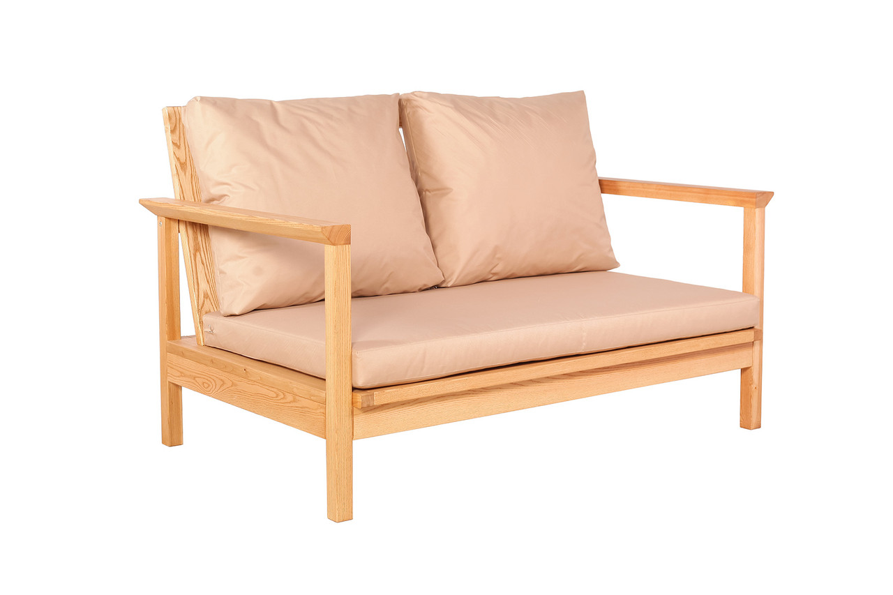 Диван садовый 2-местный Мадера без текстиля каркас дерево ясень, 148х90х90 см (Pradex ТМ)