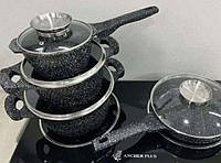 Кастрюли с крышками Набор посуды с антипригарным покрытием 7 предметов