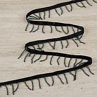 Бахрома бісерна на атласній стрічці чорна, кольоровий бісер (52246.009)