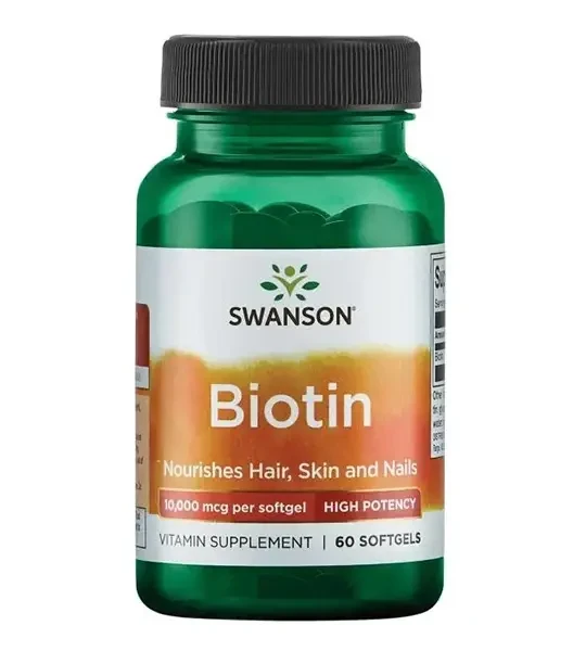 Біотин для зростання і зміцнення волосся Swanson Biotin 10000мкг 60 капсул, фото 1