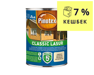 Лазур-лак антисептичний PINOTEX CLASSIC LASUR для деревини матовий безбарвний 1л