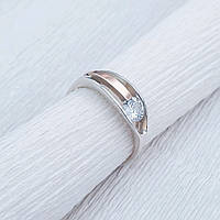 Серебряное кольцо с золотой пластиной Идеал
