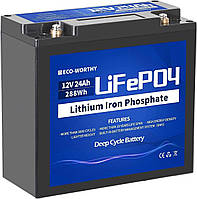 ECO-WORTHY 12V 24Ah (288Wh) Литиевая батарея LiFePO4, 3000+ циклов