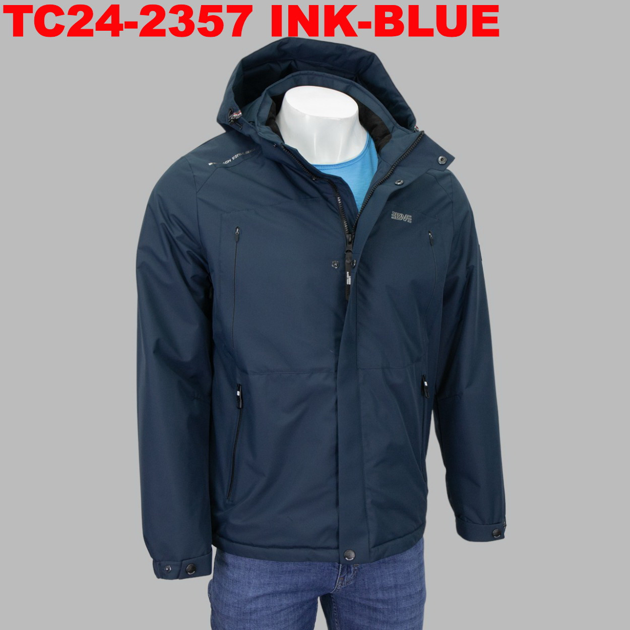 Куртка чоловіча BLACK VINYL (міжсезонна) TC24-2357 INK-BLUE 100% поліестер. Утеплювач: тінсулейт 46(Р), фото 1