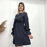 📌 Жіноча сукня з завищеною талією, вельвет, з довгим рукавом 50-52 розмір | Романтичне плаття на весну | Батал, фото 2