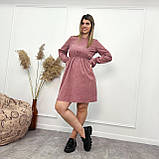 📌 Жіноча сукня з завищеною талією, вельвет, з довгим рукавом 50-52 розмір | Романтичне плаття на весну | Батал, фото 10