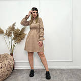 📌 Жіноча сукня з завищеною талією, вельвет, з довгим рукавом 50-52 розмір | Романтичне плаття на весну | Батал, фото 8