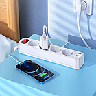 Мережевий Фільтр 1.8м Hoco NS1 Aura 4-bit PD 20W 2xUSB+Type-C, фото 4