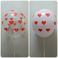 Латексный шарик Show 12"(30 см) Сердца большие красные
