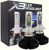 Лампы светодиодные автомобильные HeadLight X3 H7 6000К для всех типов фар 25В 4000 лм, Лед лампы в фары tac