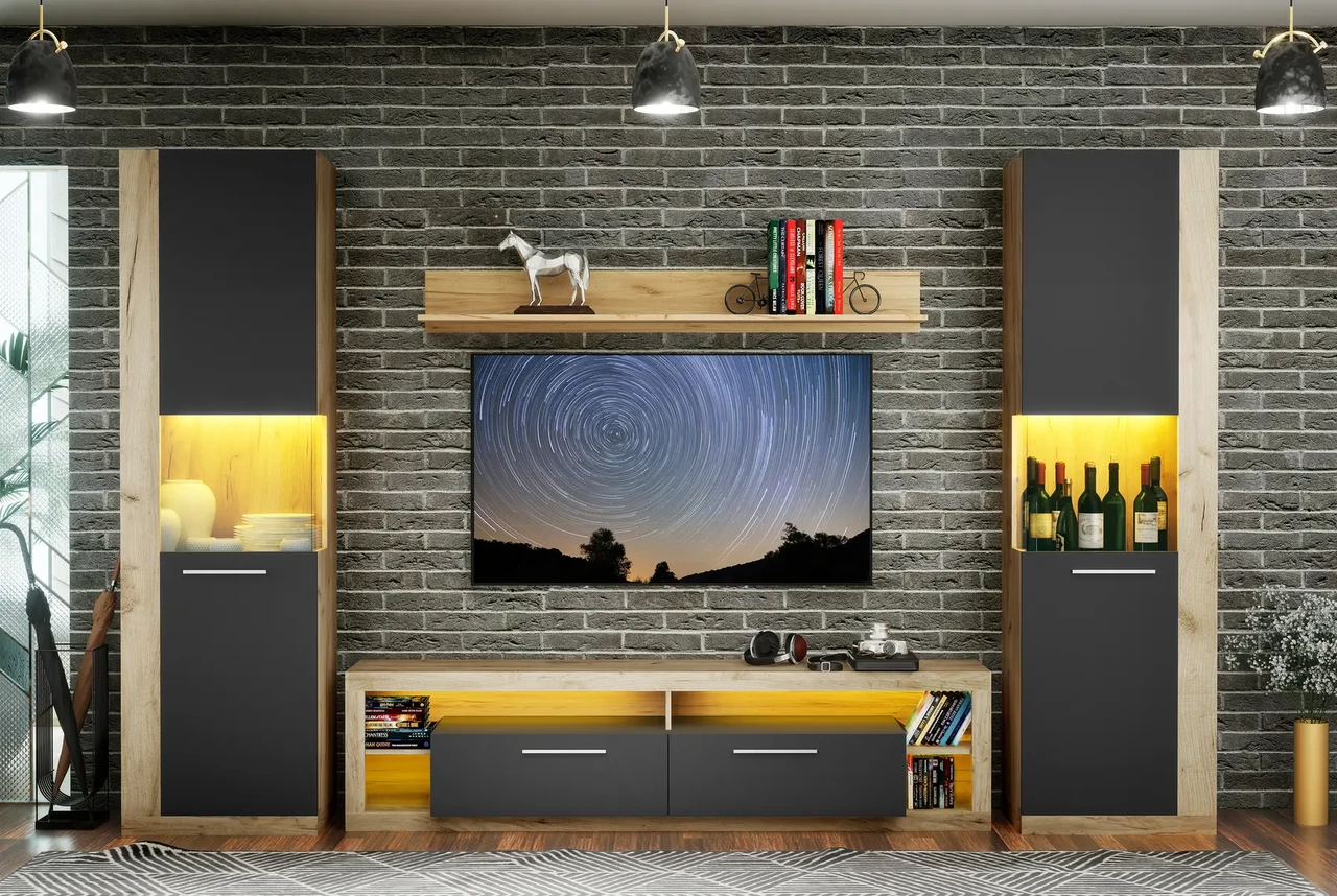 Мебельная стенка LUMIKO 1 Artos Design в гостиную дуб (Польша)