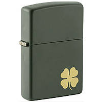 Зажигалка бензиновая Zippo Four Leaf Clover Design Темно-зеленая (49796) .Хит!