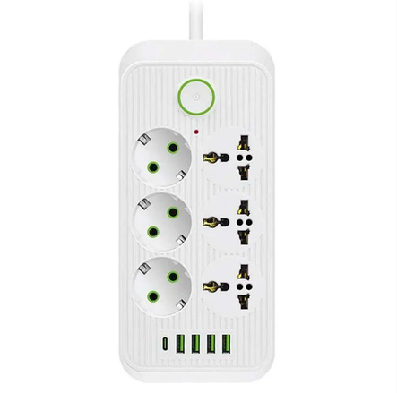 Мережевий фільтр живлення Power Socket F07U 6 розеток 4 USB + 1 Type-C подовжувач 6м, фото 3