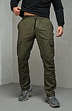 Чоловічі спортивні демісезонні штани карго хакі з манжетами і кишенями, фото 9