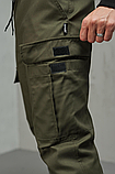 Чоловічі спортивні демісезонні штани карго хакі з манжетами і кишенями, фото 8