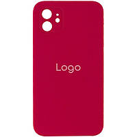 Чехол для iPhone 12 Silicone Case Full Camera with Frame Цвет 37 Rose red