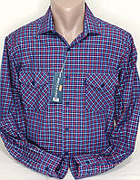 Сорочки чоловічі бавовна Brossard vd-0057 класична бордова в клітку, чоловічі сорочки стильні натуральні