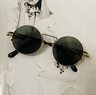 Уценка Круглые очки гоглы с пружинами Зеленый в золоте