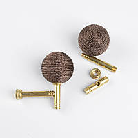 Крючок держатель для штор (пара) шар со шнуром коричневый/золото (60703.004)