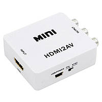 Конвертер HDMI на RCA (AV) CVBS адаптер видео с аудио 1080P HDV-610 AV-001 White