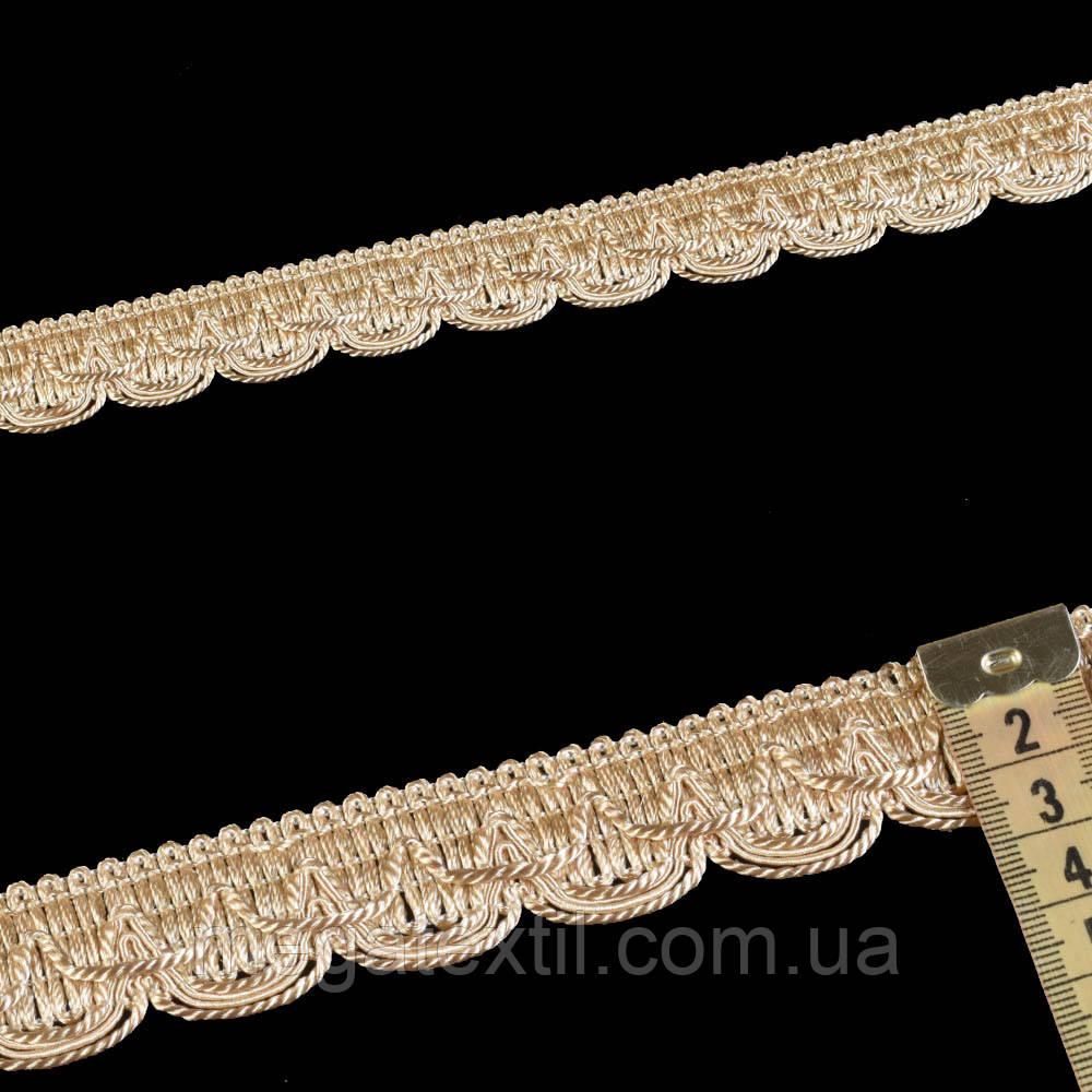 Бахрома з ниткою по центру 2,5 см бежева (61101.005)