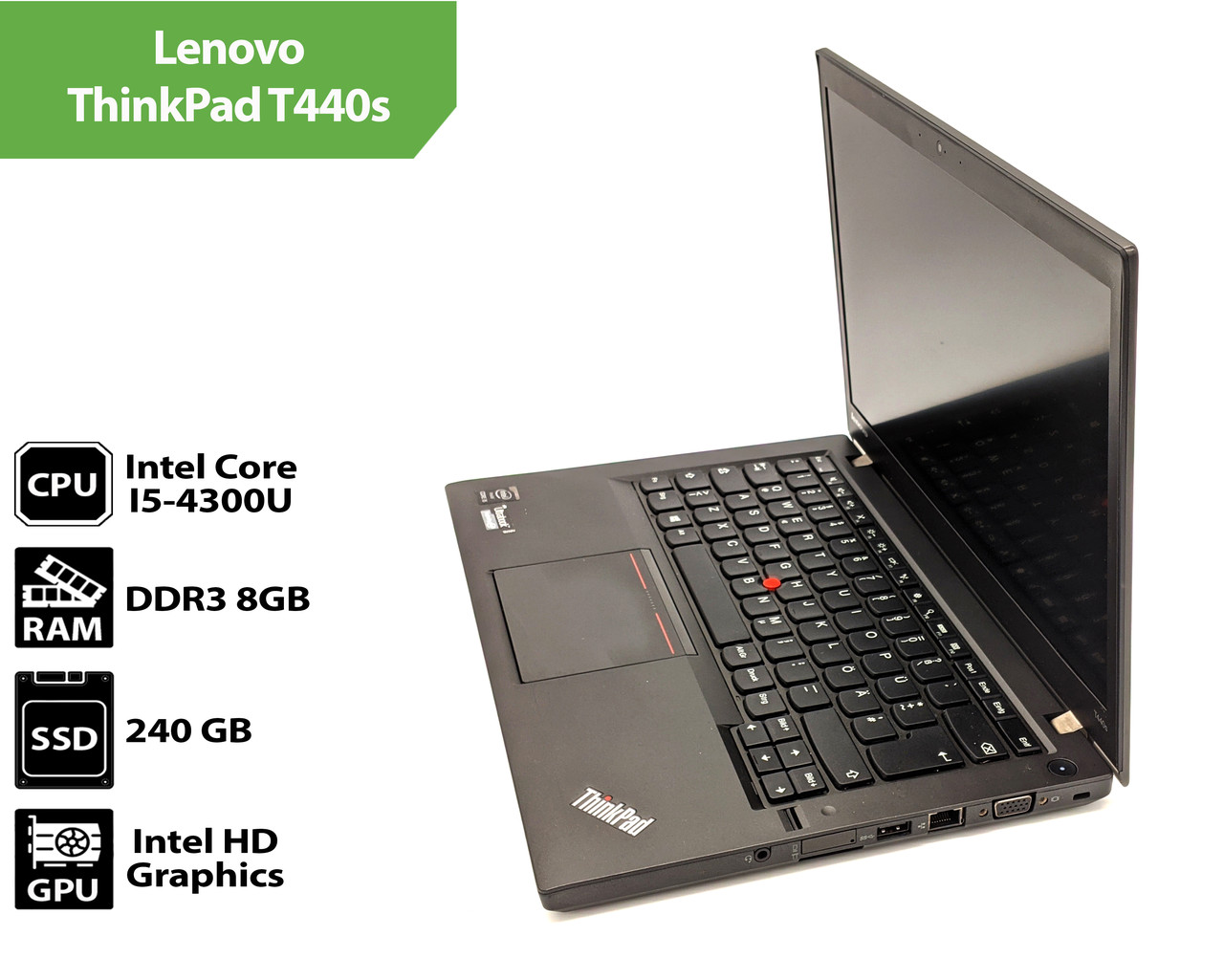 Ноутбук Б/В Lenovo ThinkPad T440s (14.0"/Intel Core I5-4300U/DDR3 8Gb/SSD 240Gb)