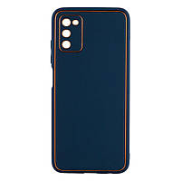 Чехол Leather Gold with Frame without Logo для Samsung A03s 4G Цвет 14, Navy Blue