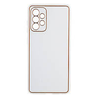 Чехол Leather Gold with Frame without Logo для Samsung A72 4G Цвет 11, White