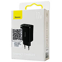 Мережевий адаптер Baseus Compact Charger 3 USB 17W CCXJ020101 CCXJ020102 чорне