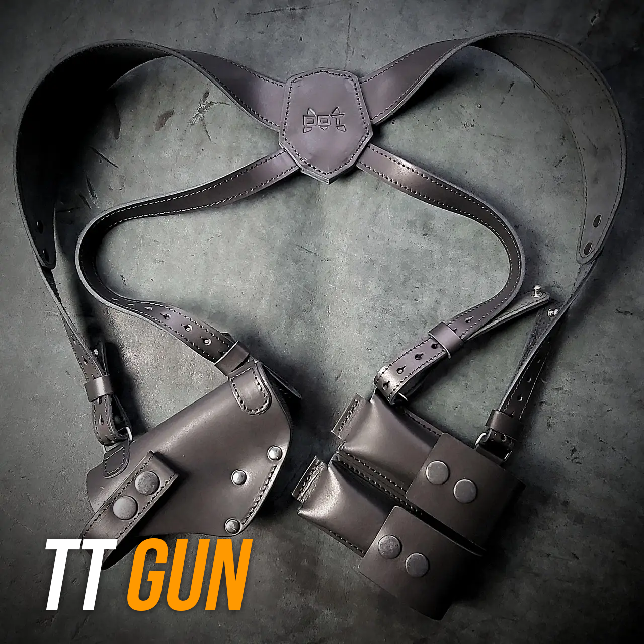 Оперативна кобура для пістолета ТТ з двома паутерами ТТ Gun Holster Tac2. Натуральна шкіра, чорна