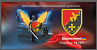 Прапор «209-й окремий протитанковий дивізіон. Захистимо Україну та світ», Штучний шовк, 1200х700 мм