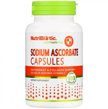 NutriBiotic Sodium Ascorbate 100 Veg Caps, фото 1