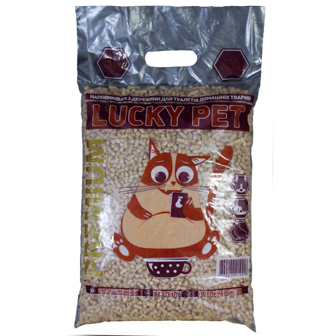 Lucky Pet (Лакі Пет) Деревний наповнювач, преміум, світла гранула 3 кг