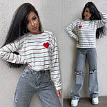 Тельняшка кофточка джемпер у смужку із серцем, фото 2